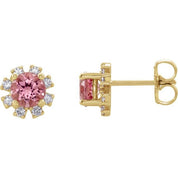 Lab-Grown Gemstone and Natural Diamond Snowflake Halo Stud Earrings Series 2000028