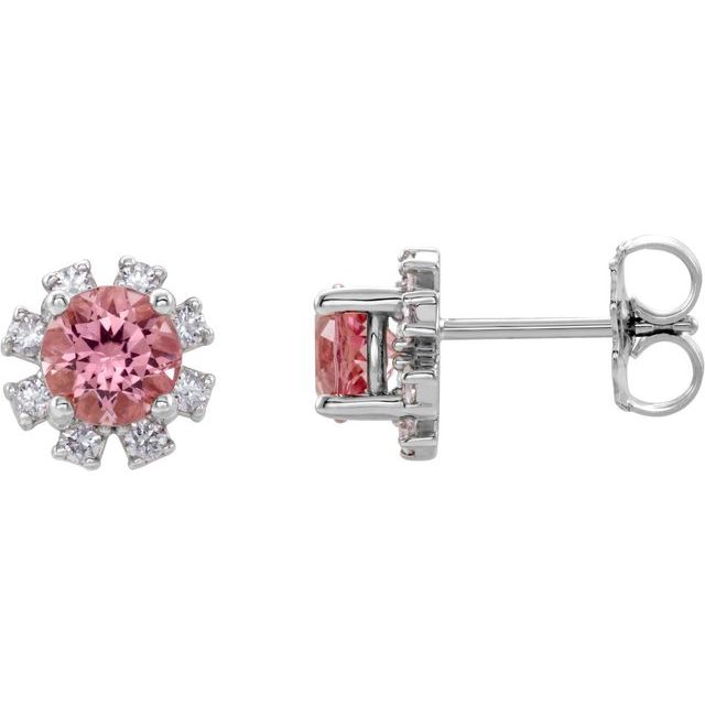 Lab-Grown Gemstone and Natural Diamond Snowflake Halo Stud Earrings Series 2000028