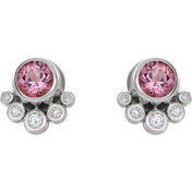 Sterling Silver Natural Pink Tourmaline & 1/8 CTW Natural Diamond Earrings