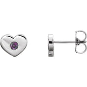 14K White Lab-Grown Alexandrite Heart Earrings
