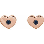 14K Rose Lab-Grown Blue Sapphire Heart Earrings