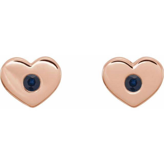 14K Rose Lab-Grown Blue Sapphire Heart Earrings