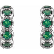 Platinum Lab-Grown Emerald Hoop Earrings