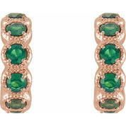 14K Rose Lab-Grown Emerald Hoop Earrings