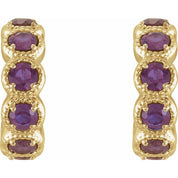 14K Yellow Lab-Grown Alexandrite Hoop Earrings