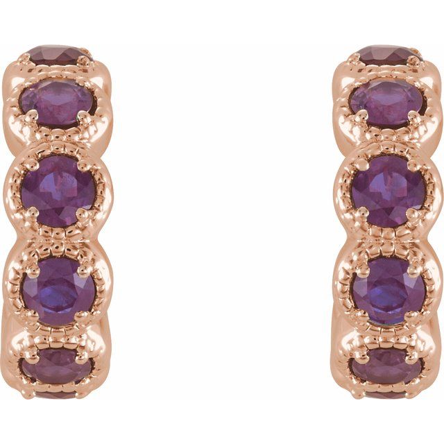 14K Rose Lab-Grown Alexandrite Hoop Earrings