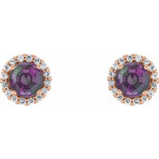 14K Rose 4.5 mm Lab-Grown Alexandrite & 1/10 CTW Natural Diamond Earrings