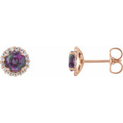 14K Rose 5 mm Lab-Grown Alexandrite & 1/8 CTW Natural Diamond Earrings