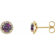 14K Yellow 3.5 mm Lab-Grown Alexandrite & 1/10 CTW Natural Diamond Earrings