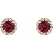 14K Rose 5.5 mm Lab-Grown Ruby & 1/8 CTW Natural Diamond Earrings