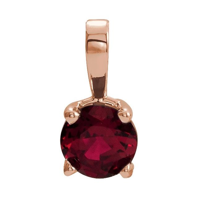 14K Rose 3 mm Lab-Grown Ruby Pendant