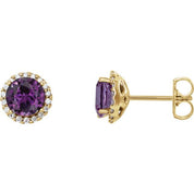 14K Yellow 6 mm Lab-Grown Alexandrite & 1/8 CTW Natural Diamond Earrings