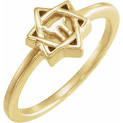 14K Yellow Star of David Ring