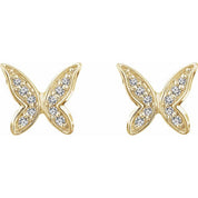 14K Yellow .07 CTW Natural Diamond Butterfly Youth Earrings