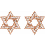 14K Rose 1/8 CTW Natural Diamond Star of David Earrings