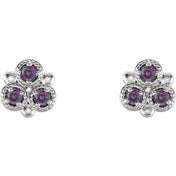 Sterling Silver Lab-Grown Alexandrite Three-Stone Earrings