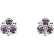 Platinum Lab-Grown Alexandrite Three-Stone Earrings