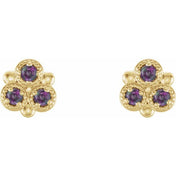 14K Yellow Lab-Grown Alexandrite Three-Stone Earrings