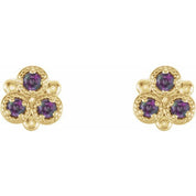 14K Yellow Lab-Grown Alexandrite Three-Stone Earrings