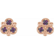 14K Rose Lab-Grown Alexandrite Three-Stone Earrings