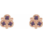 14K Rose Lab-Grown Alexandrite Three-Stone Earrings