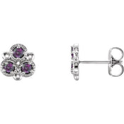 Platinum Lab-Grown Alexandrite Three-Stone Earrings