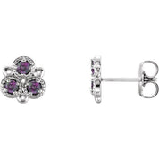 Platinum Lab-Grown Alexandrite Three-Stone Earrings