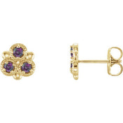 14K Yellow Lab-Grown Alexandrite Three-Stone Earrings