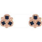 14K Rose Lab-Grown Blue Sapphire Three-Stone Earrings