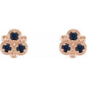 14K Rose Lab-Grown Blue Sapphire Three-Stone Earrings