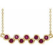 14K Yellow Natural Ruby Bezel-Set Bar 16-18" Necklace
