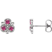 Three-Stone Lab-Grown and Natural Gemstone Earrings Series 86550