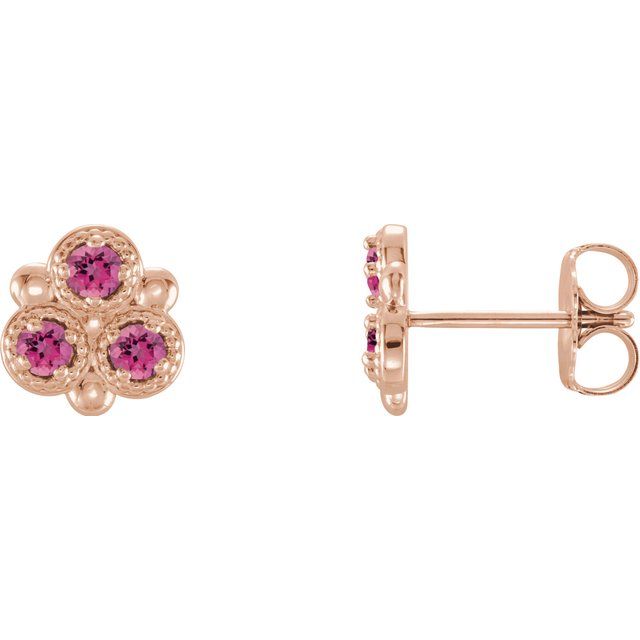 Three-Stone Lab-Grown and Natural Gemstone Earrings Series 86550