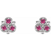 Three-Stone Lab-Grown and Natural Gemstone Earrings Series 86550