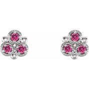 Three-Stone Lab-Grown and Natural Gemstone Earrings Series 86550