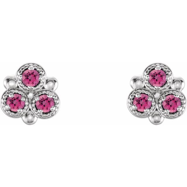 Three-Stone Lab-Grown and Natural Gemstone Earrings Series 86550