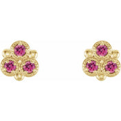 Three-Stone Lab-Grown and Natural Gemstone Earrings Series 86550
