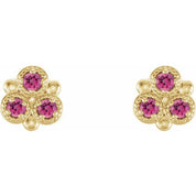 Three-Stone Lab-Grown and Natural Gemstone Earrings Series 86550