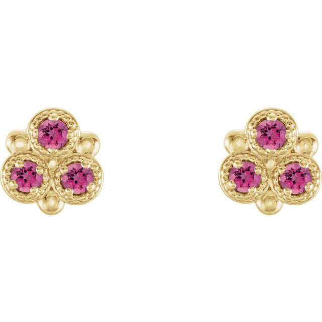 Three-Stone Lab-Grown and Natural Gemstone Earrings Series 86550