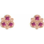 Three-Stone Lab-Grown and Natural Gemstone Earrings Series 86550