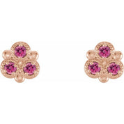 Three-Stone Lab-Grown and Natural Gemstone Earrings Series 86550