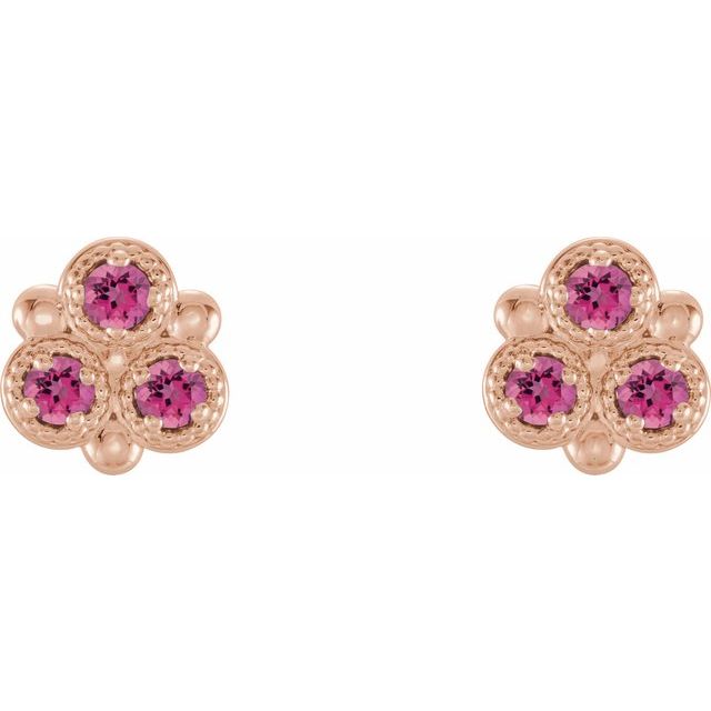 Three-Stone Lab-Grown and Natural Gemstone Earrings Series 86550