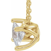 14K Yellow 5x5 mm Square Natural White Sapphire Solitaire 16-18" Necklace