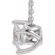 Sterling Silver 4.5x4.5 mm Square Natural White Sapphire Solitaire 16-18" Necklace