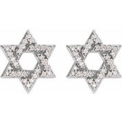 14K White 1/8 CTW Natural Diamond Star of David Earrings