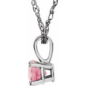 Sterling Silver 3 mm Imitation Pink Tourmaline Youth Solitaire 14" Necklace