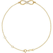 14K Yellow 1/8 CTW Natural Diamond Infinity 6 1/2-7 1/2" Bracelet