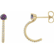 14K Yellow Lab-Grown Alexandrite & 1/8 CTW Natural Diamond J-Hoop Earrings