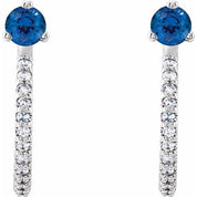 Platinum Lab-Grown Blue Sapphire & 1/8 CTW Natural Diamond J-Hoop Earrings