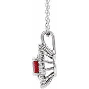 14K White Natural Ruby & 1/3 CTW Natural Diamond 16-18" Necklace